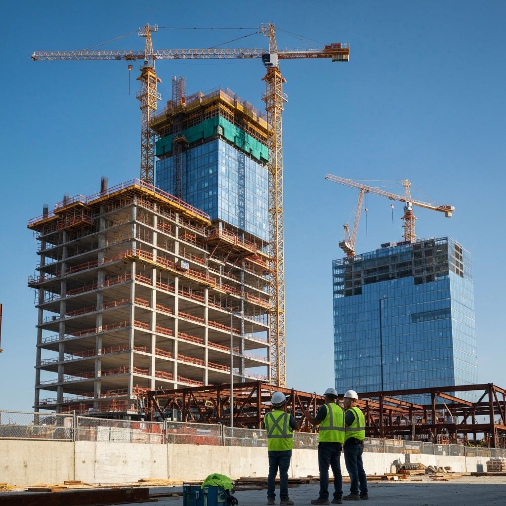 Aktive Baustelle mit Turmdrehkran